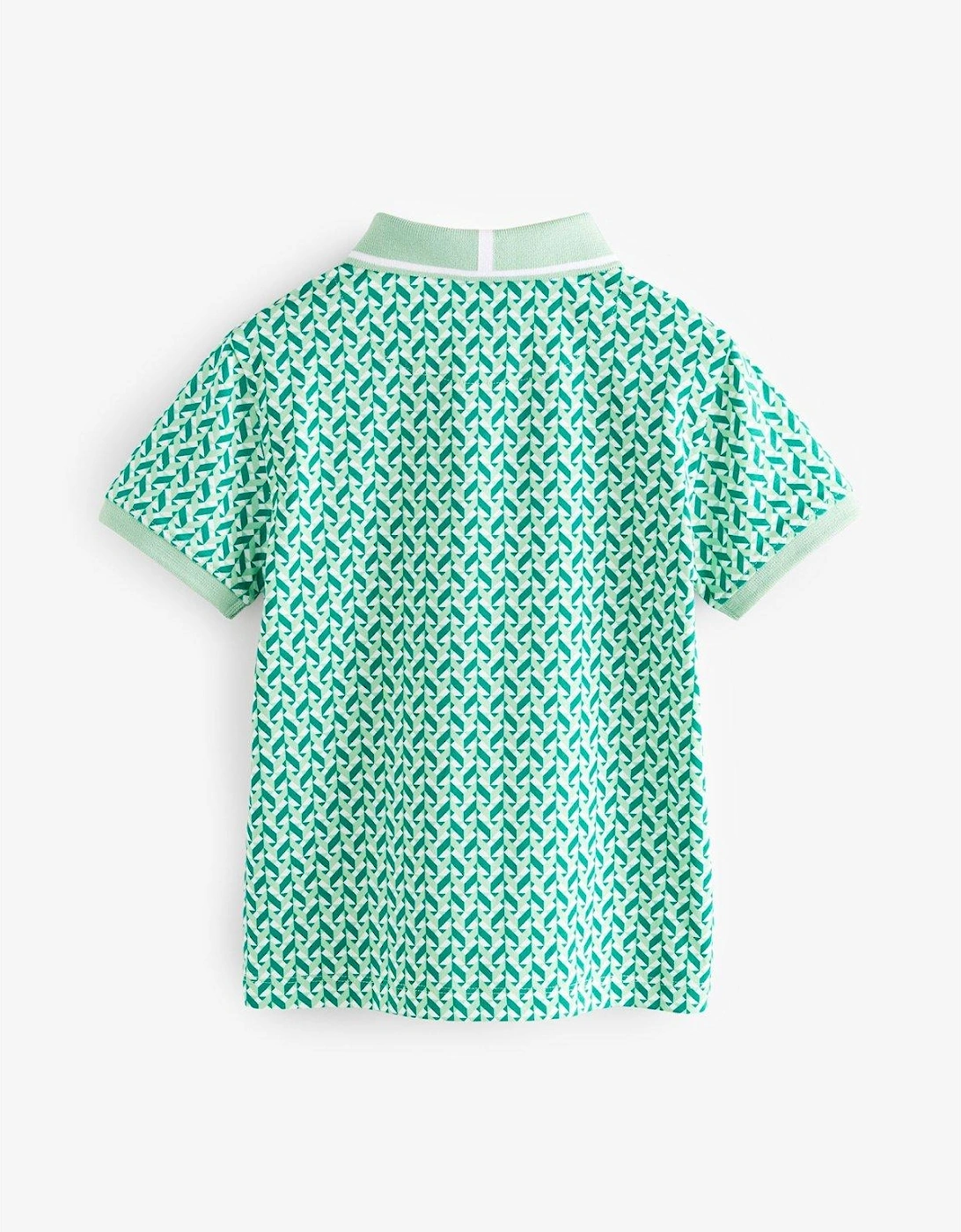 Geometric Print Polo Shirt - Green