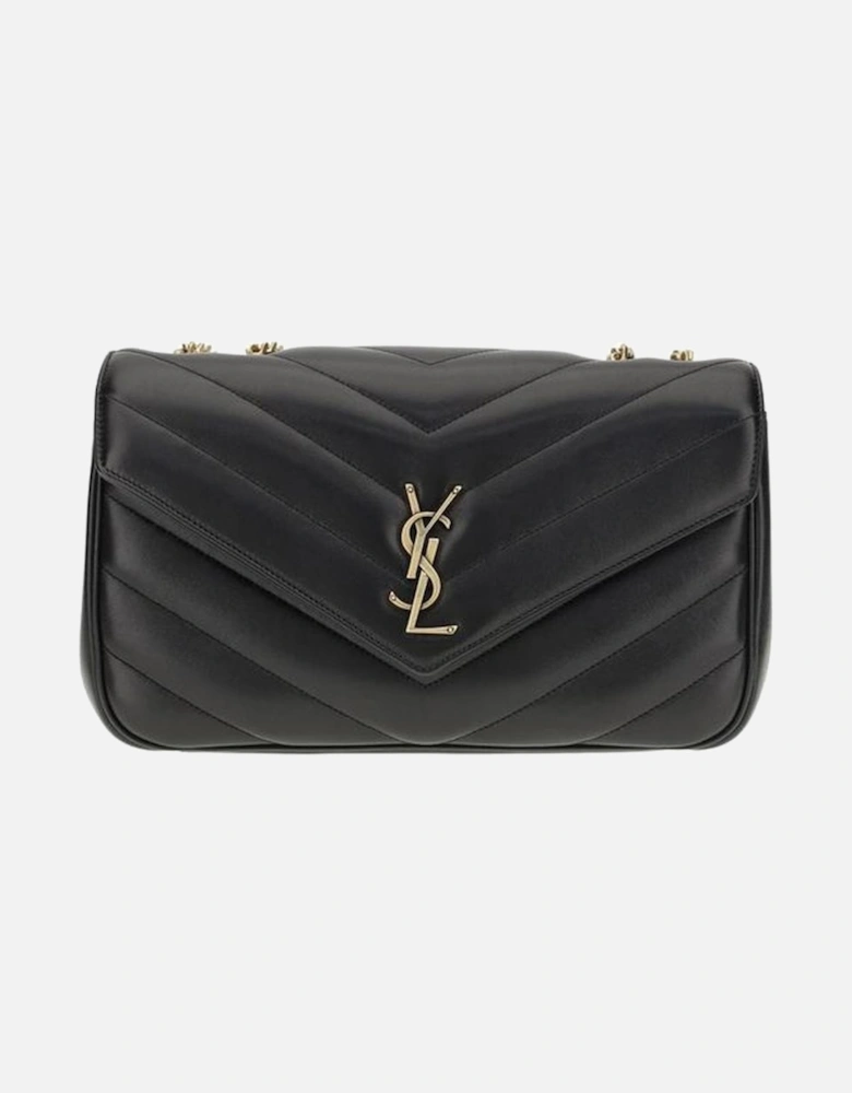 Quilted Leather Shoulder Bag with Chain Strap Women - Black