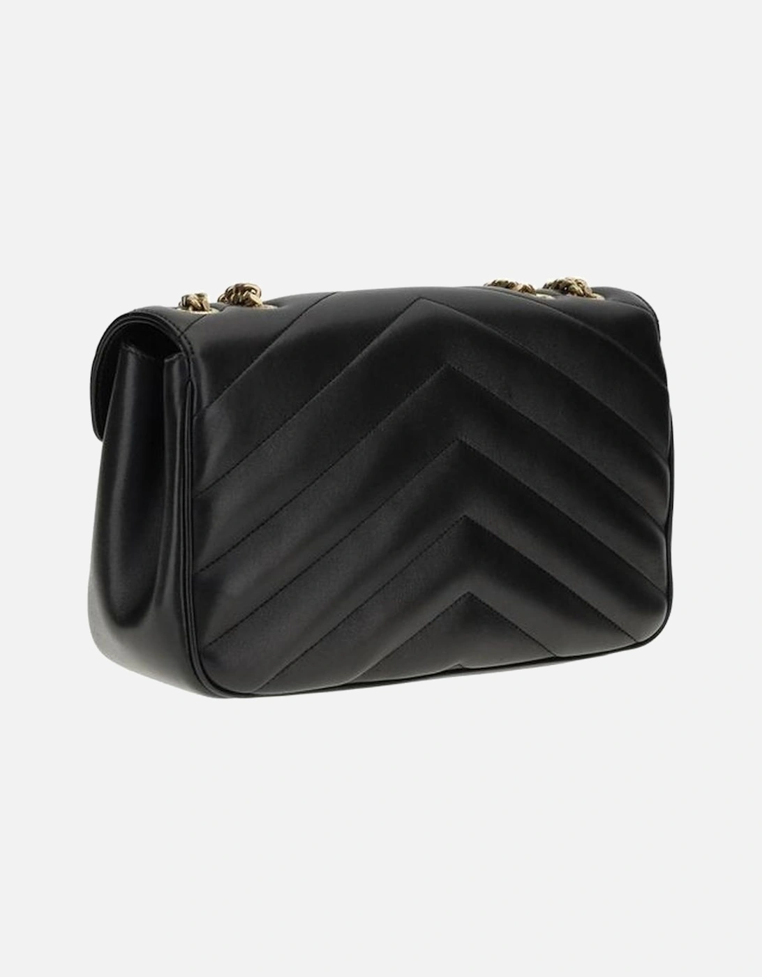 Quilted Leather Shoulder Bag with Chain Strap Women - Black