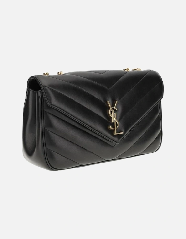 Quilted Leather Shoulder Bag with Chain Strap Women - Black