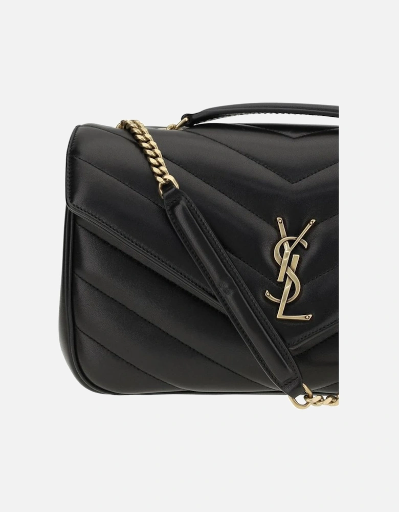 Quilted Leather Shoulder Bag with Chain Strap Women - Black