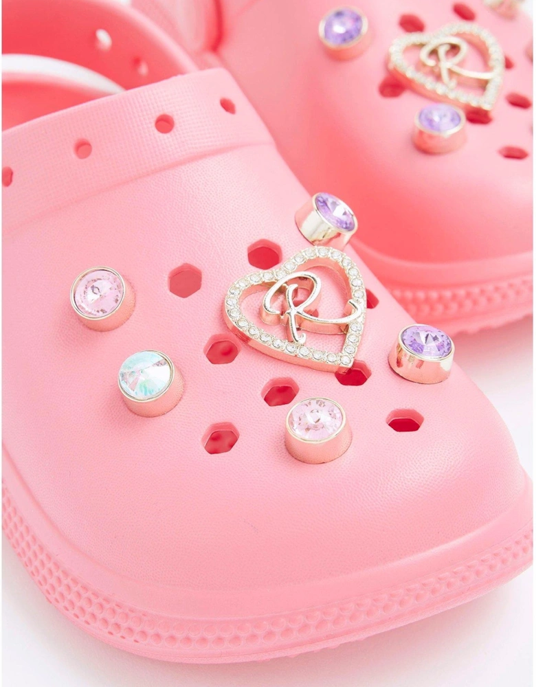 Older Girls Heart Gem Clogs - Pink