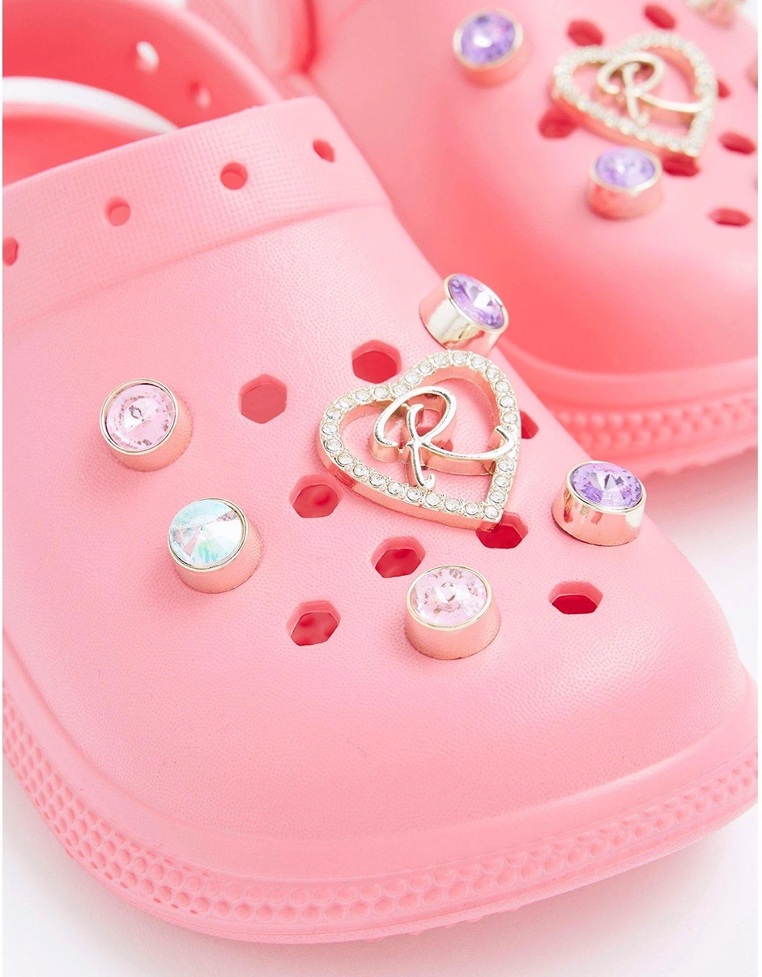 Older Girls Heart Gem Clogs - Pink