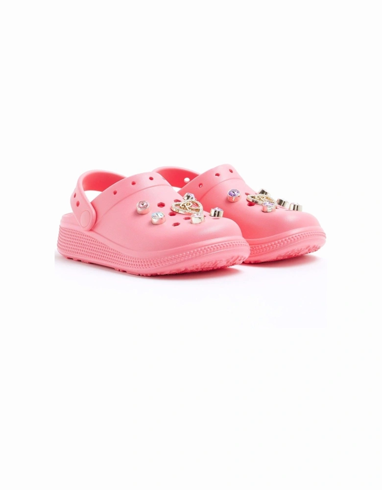 Older Girls Heart Gem Clogs - Pink