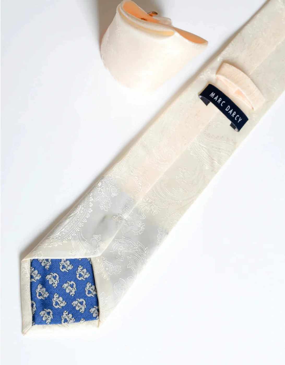Paisley Tie & Pocket Square Set - Cream