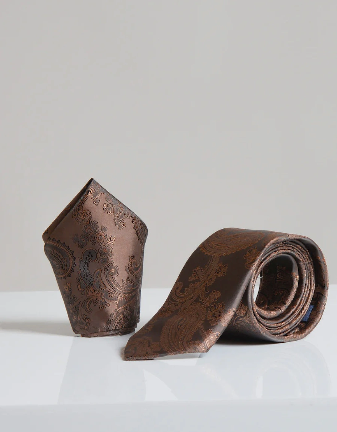 Paisley Tie & Pocket Square Set - Coco Brown, 4 of 3