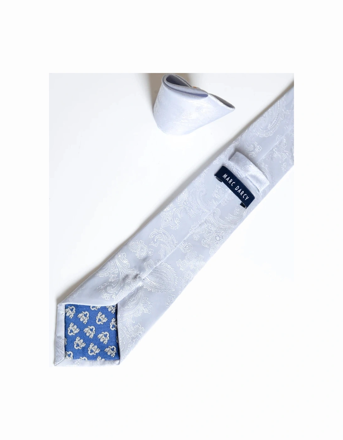 Paisley Tie & Pocket Square Set - Silver