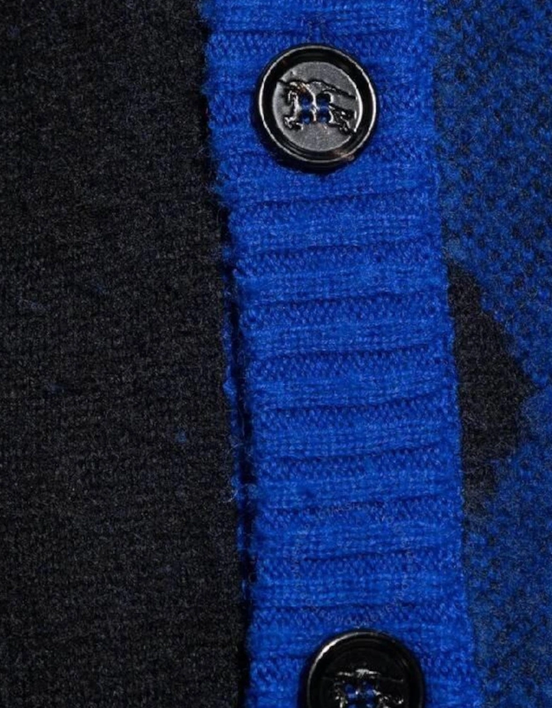 Burberry Argyle Wool Cardigan Checked Blue