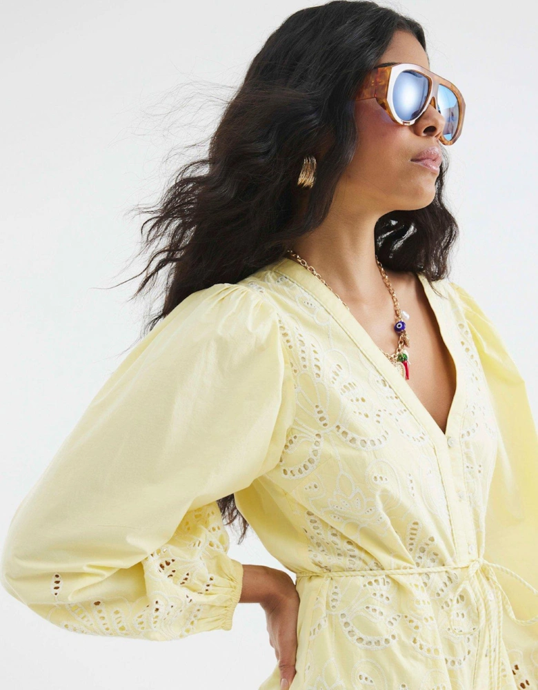 Poplin Shirt Dress - Yellow