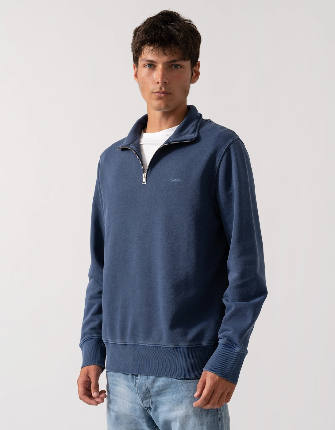 Mens Regular Fit Sunfaded Half Zip Sweatshirt, 2 of 1