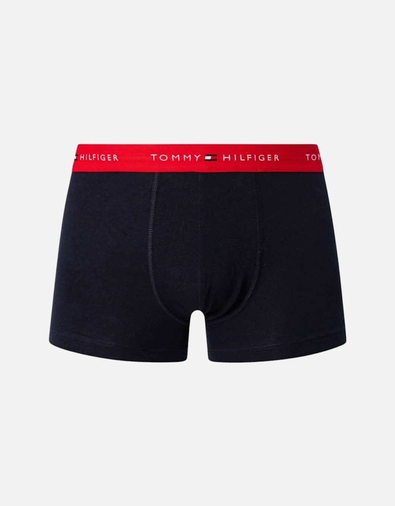 3-Pack Signature Cotton Boxer Trunks, Navy w/ red/white/navy