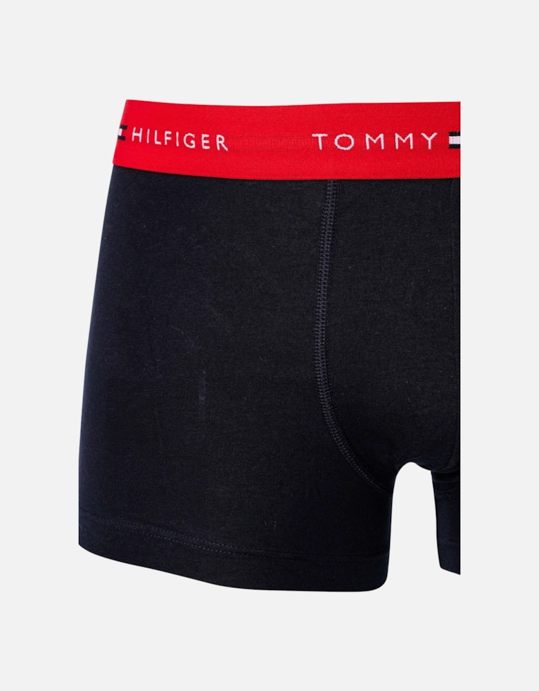 3-Pack Signature Cotton Boxer Trunks, Navy w/ red/white/navy