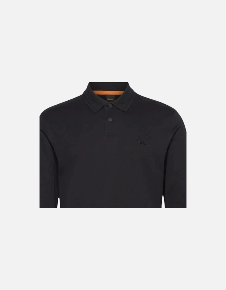 BOSS Pe Interlock Long Sleeve Polo Shirt Black