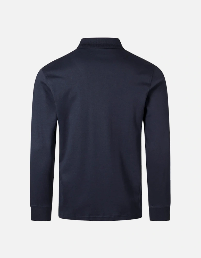 BOSS Pe Interlock Long Sleeve Polo Shirt Dark Blue