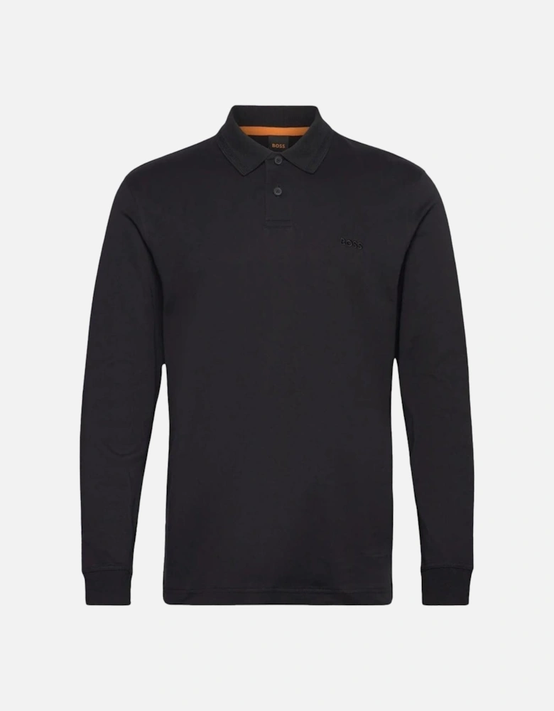 BOSS Pe Interlock Long Sleeve Polo Shirt Black