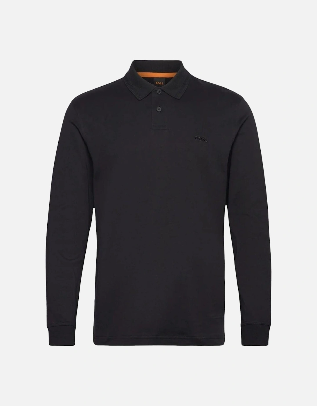 BOSS Pe Interlock Long Sleeve Polo Shirt Black, 3 of 2