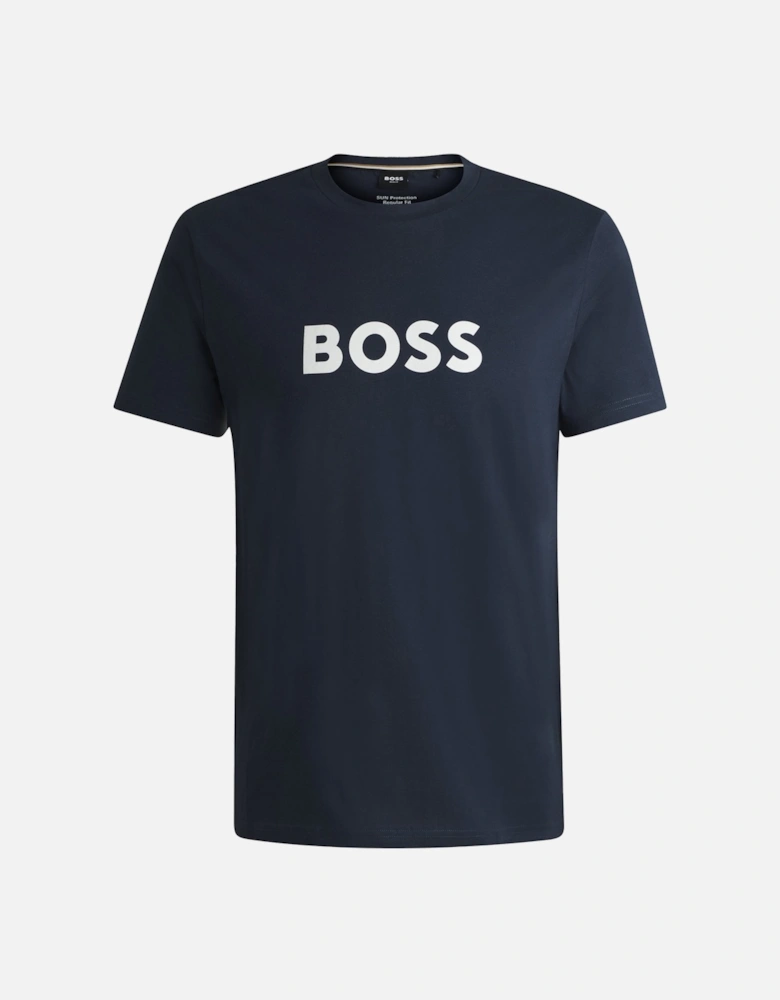 BOSS Contrast Logo RN T-Shirt Navy