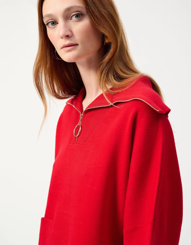 Jacquard zipped collar sweater