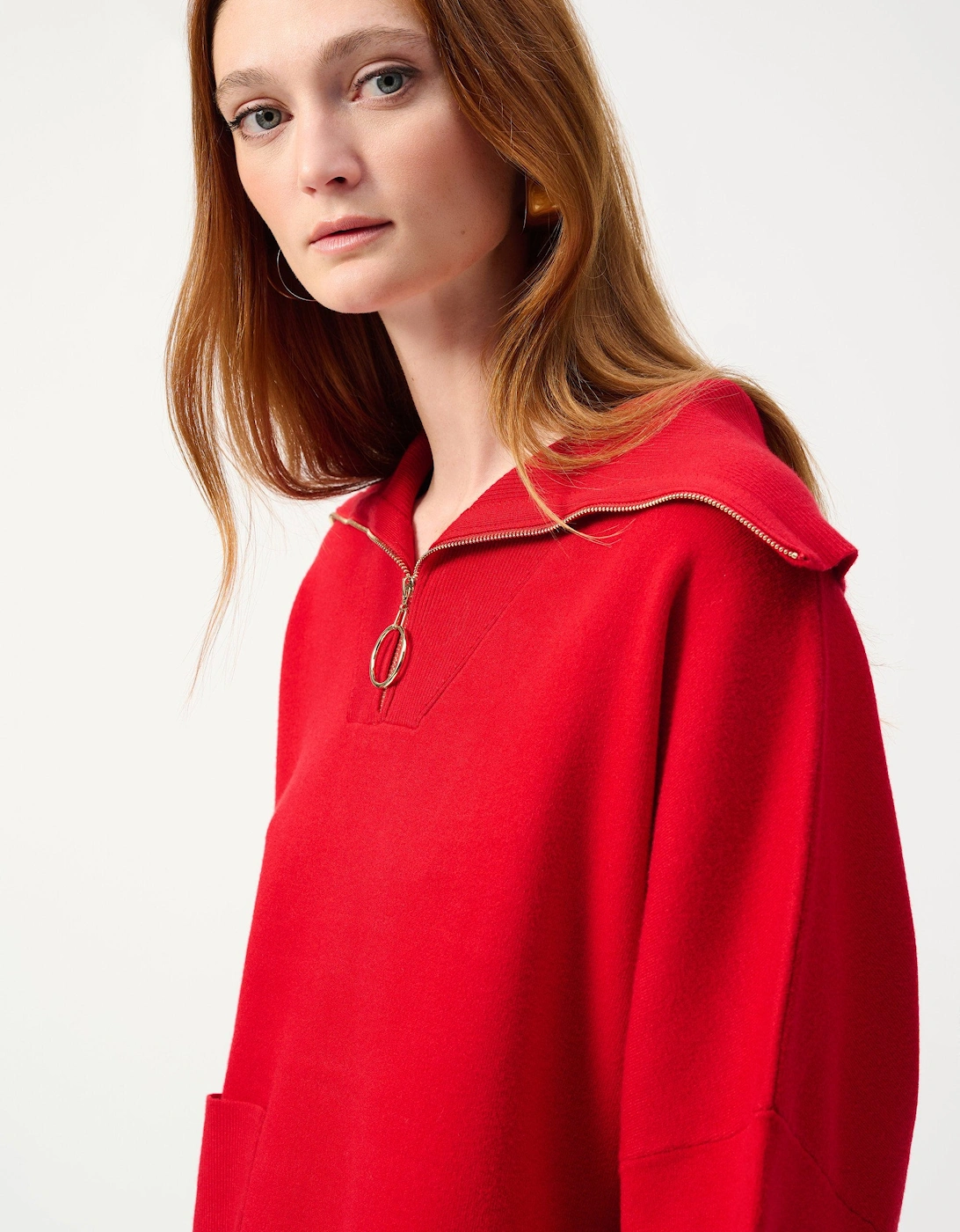 Jacquard zipped collar sweater