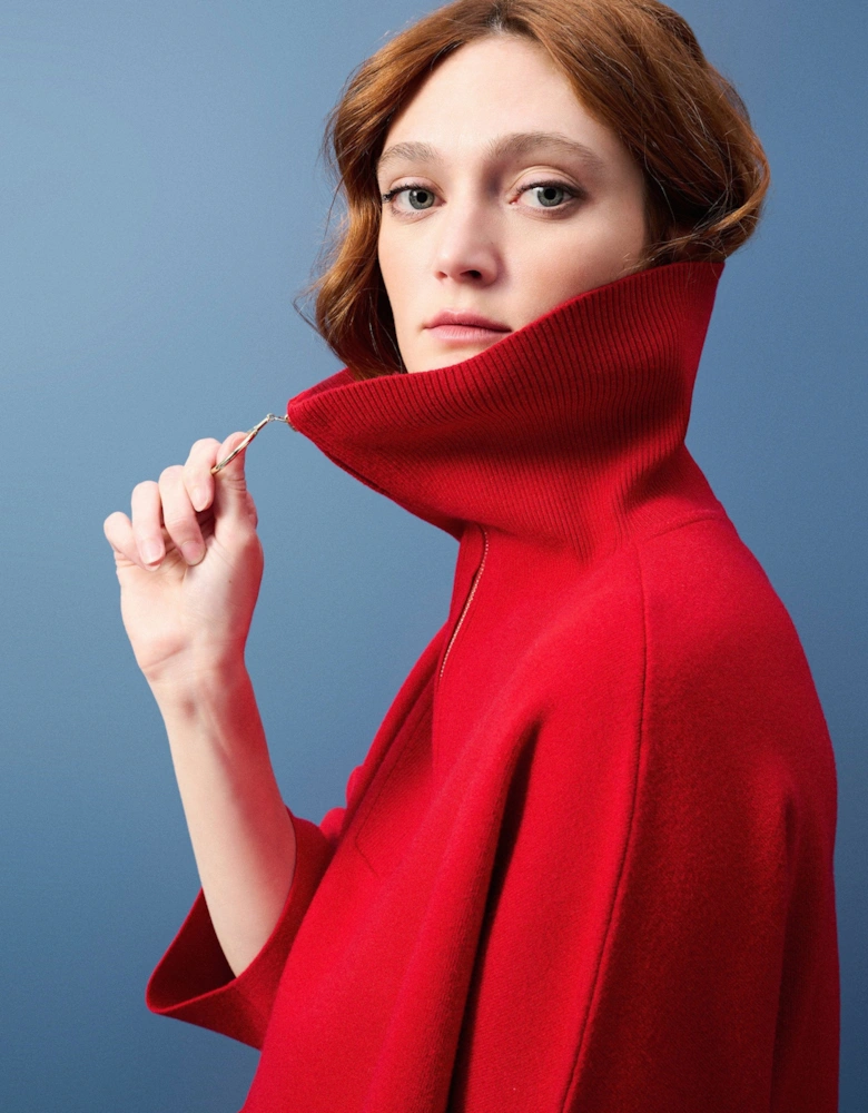 Jacquard zipped collar sweater