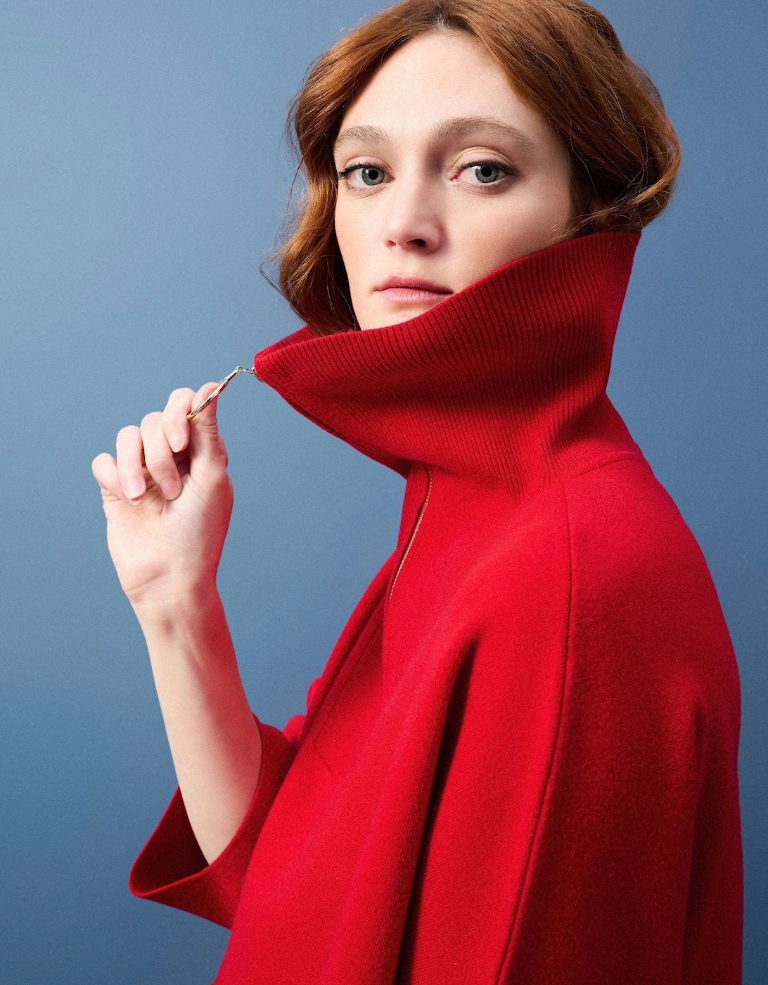 Jacquard zipped collar sweater