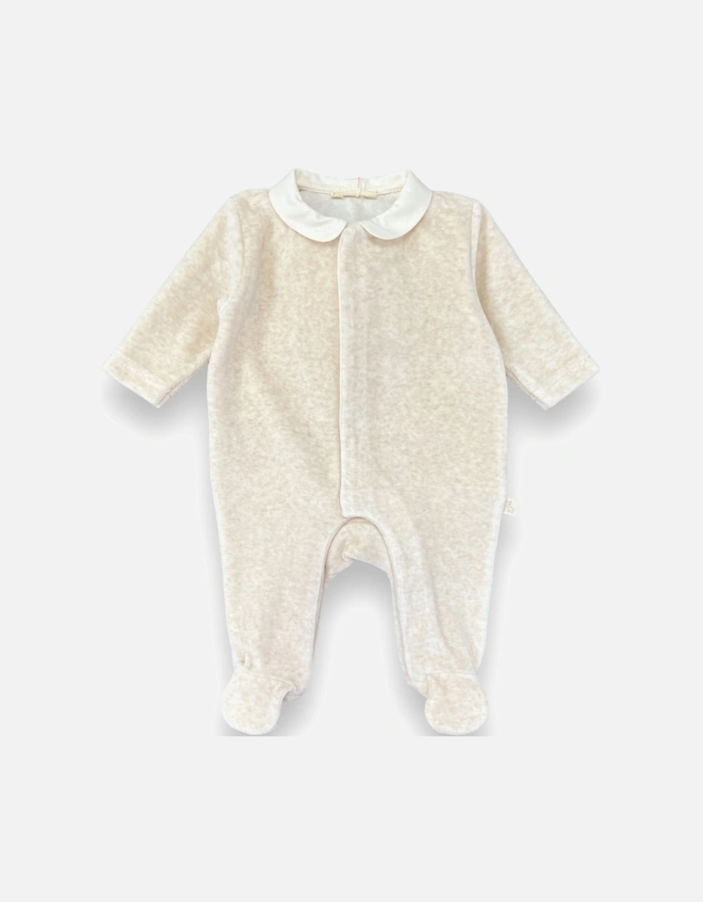 Beige Velour Angel Wing Babygrow