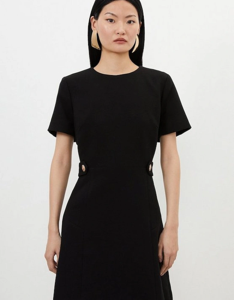 Petite Compact Stretch Essential Waist Tab Detail Tailored Mini Dress