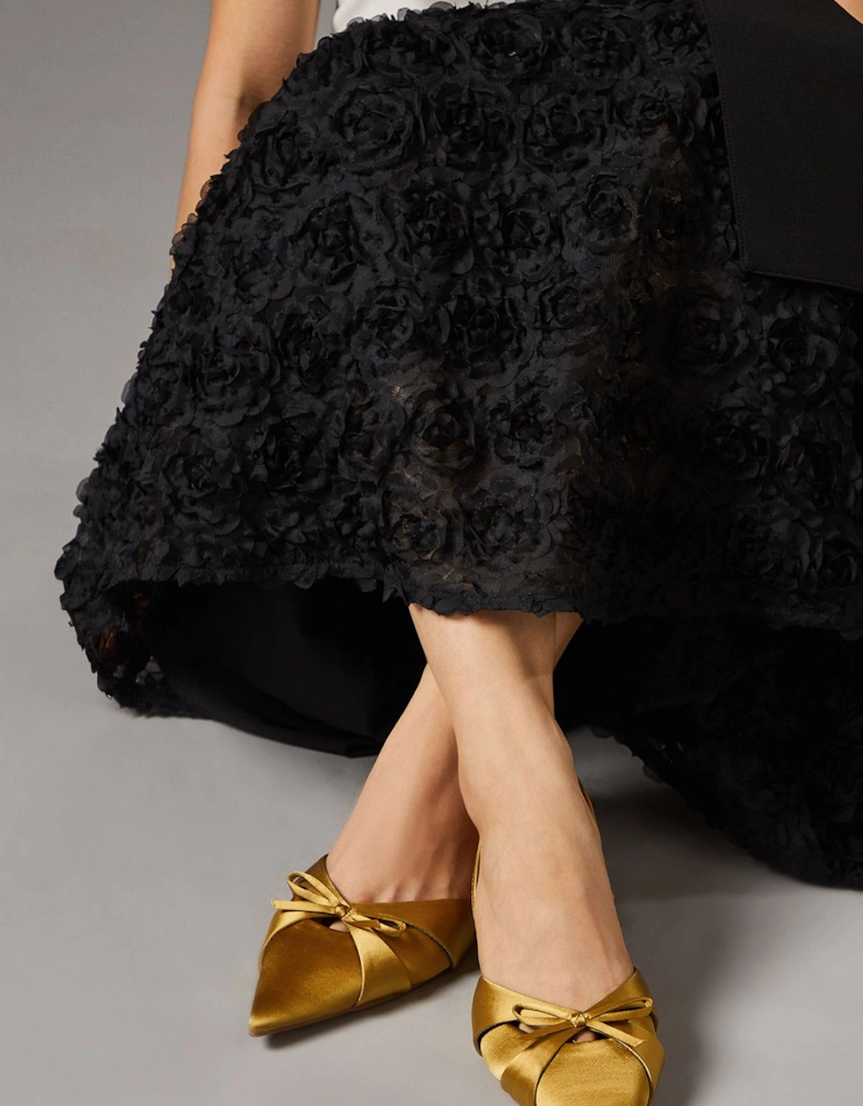 Iserene Satin Bow Detail Slingback Kitten Heel Court Shoes