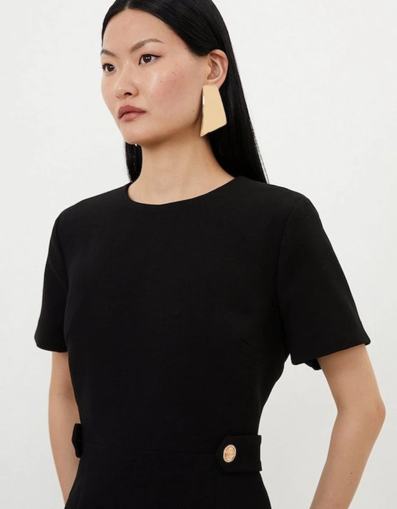 Petite Compact Stretch Essential Waist Tab Detail Tailored Mini Dress