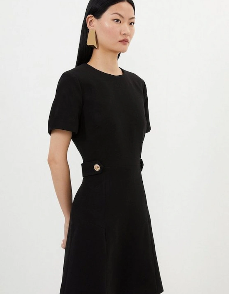 Petite Compact Stretch Essential Waist Tab Detail Tailored Mini Dress