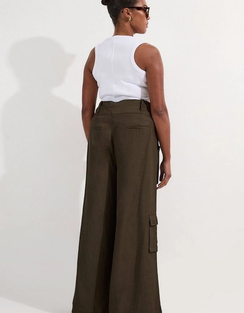 Plus Size Linen Twill Top Stitch Woven Trouser