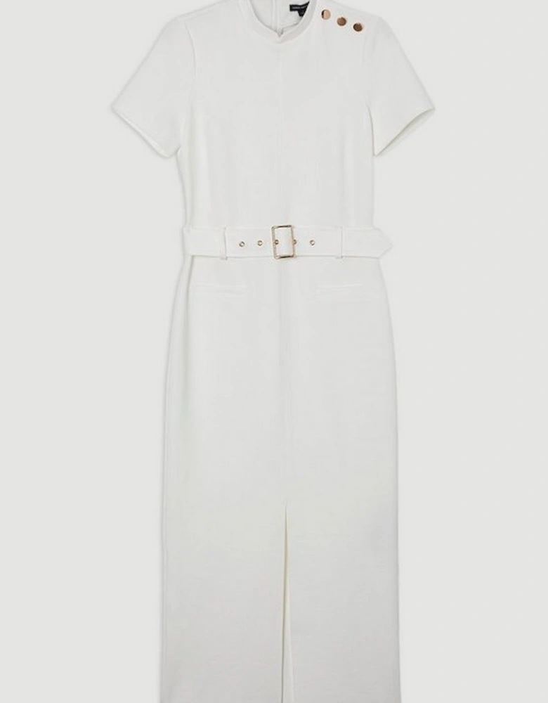 Belted Ponte Midi Dress