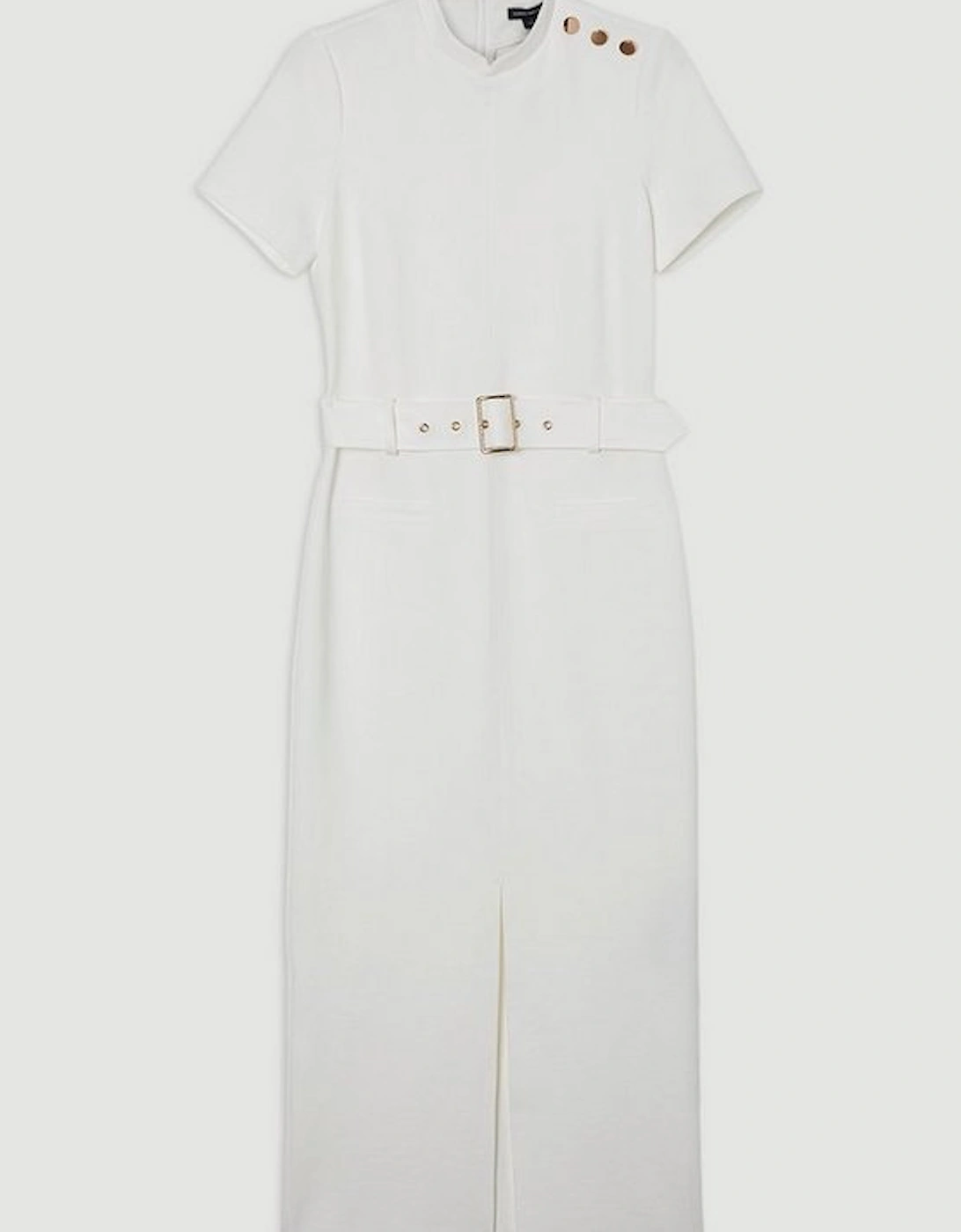 Belted Ponte Midi Dress