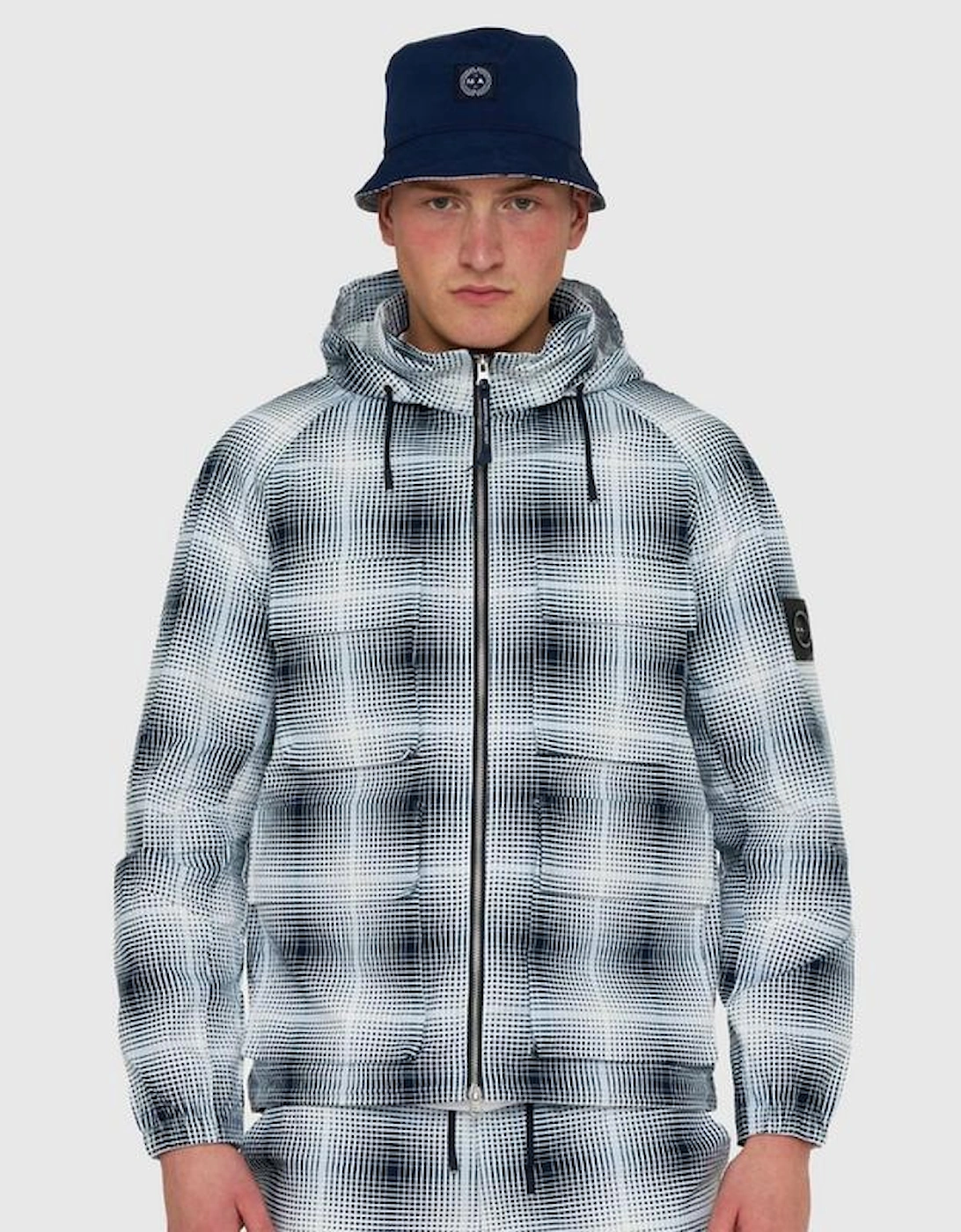 Marshall Artist Men's Shadow Check Jacket - Navy - Size: LARGE