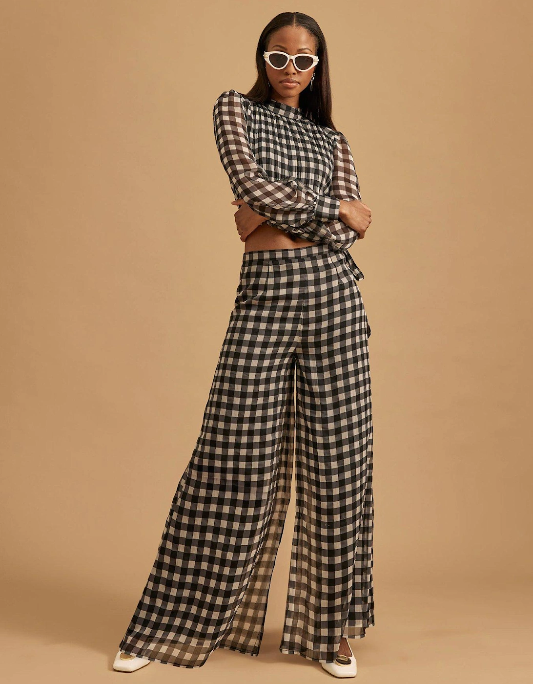 Gingham Crop Top - Black