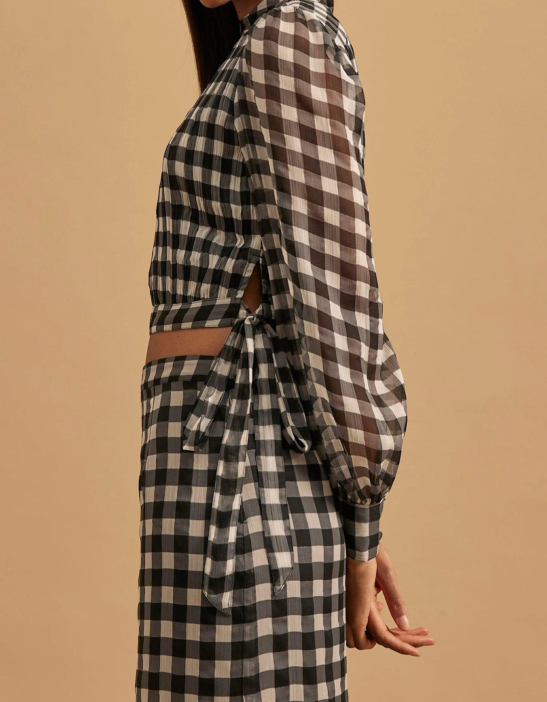 Gingham Crop Top - Black