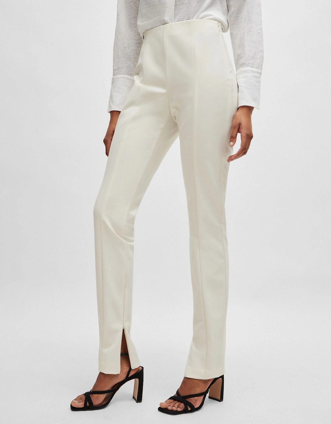 Hugo Boss Women's Tukeva1 Extra-Slim Trousers - White - Size: 16
