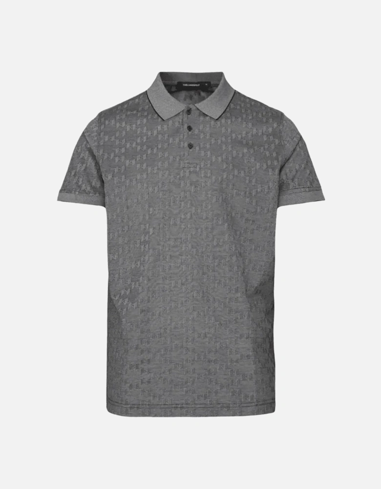 Cotton Monogram Logo Grey Polo Shirt