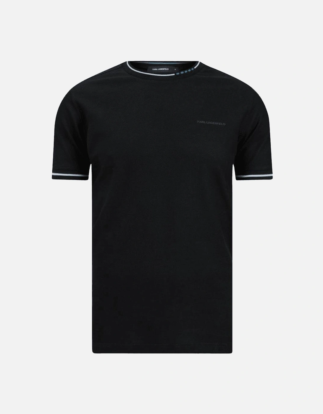 Cotton Textured Mesh Printed Logo Black T-Shirt, 4 of 3