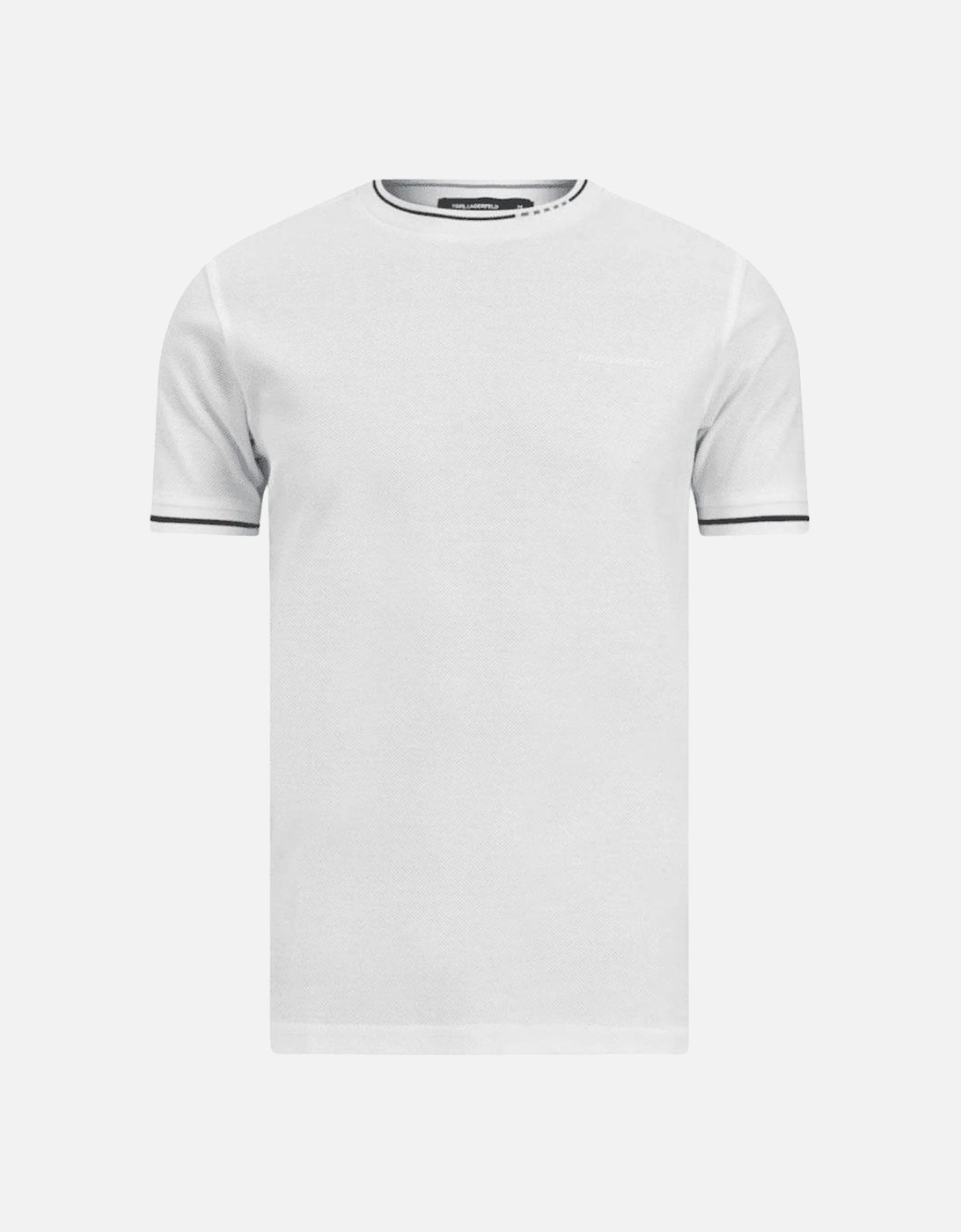 Cotton Textured Mesh Printed Logo White T-Shirt, 5 of 4