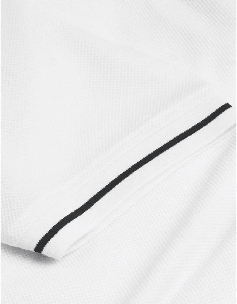 Cotton Textured Mesh Printed Logo White T-Shirt