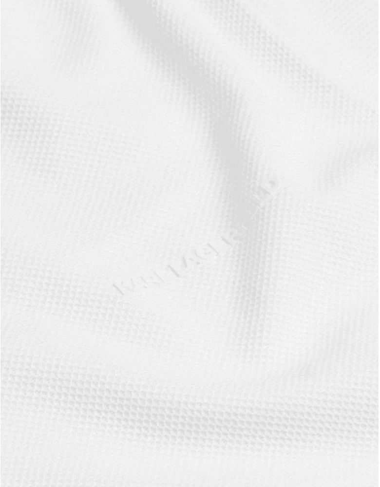 Cotton Textured Mesh Printed Logo White T-Shirt