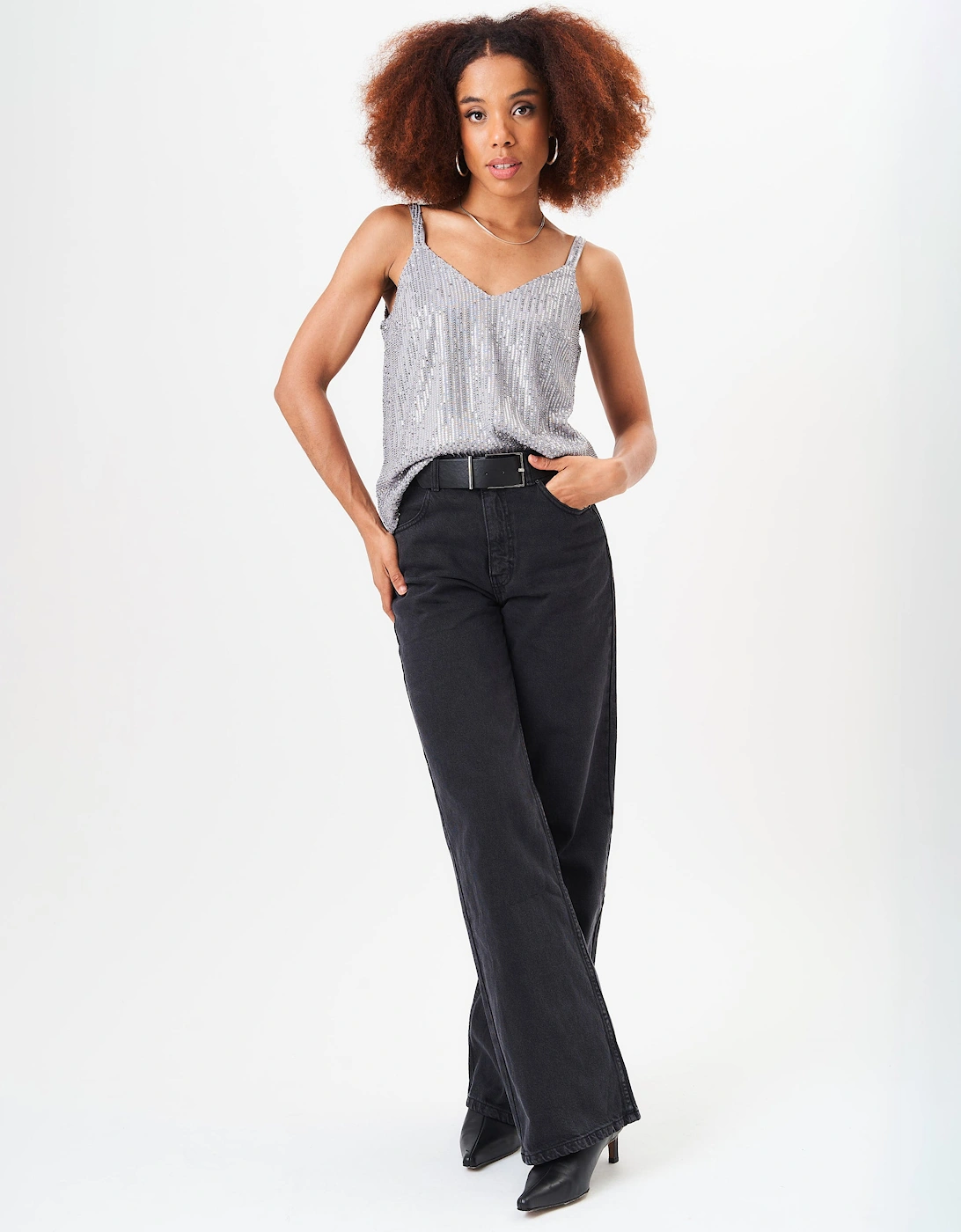 Silver Sequin V Neck Cami Top, 5 of 4