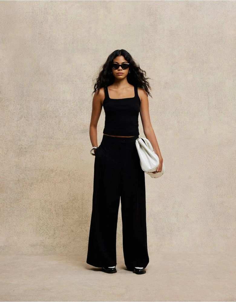 Easy Wide Leg Trousers - Black