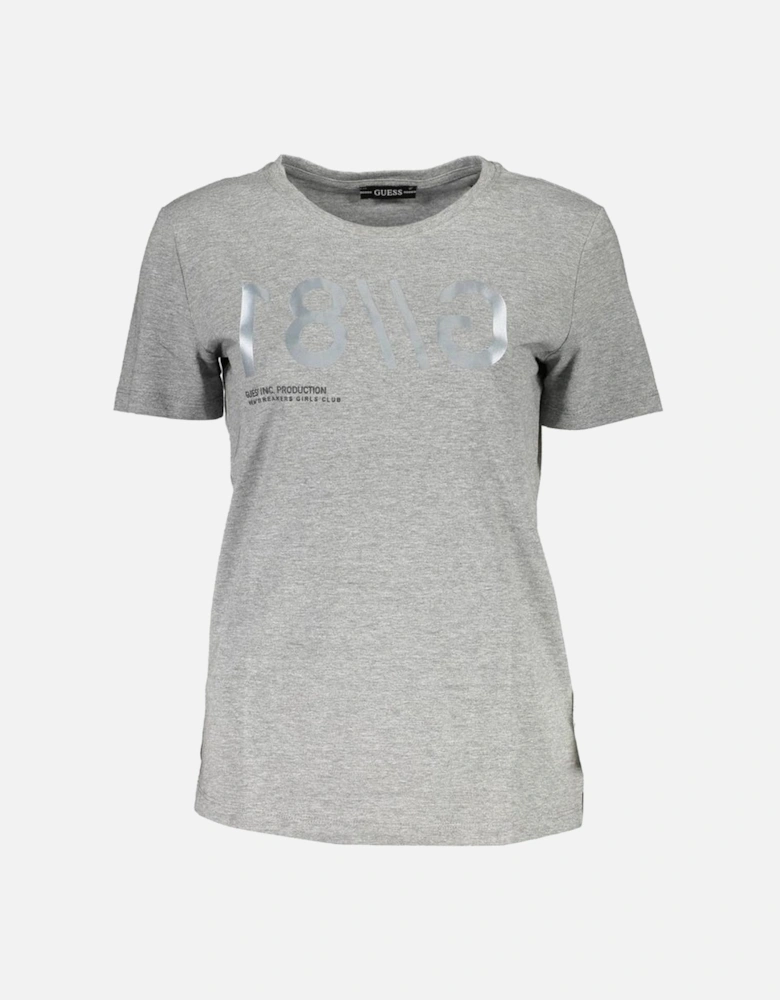 Wide Neck Printed Cotton T-Shirt Women - Brown