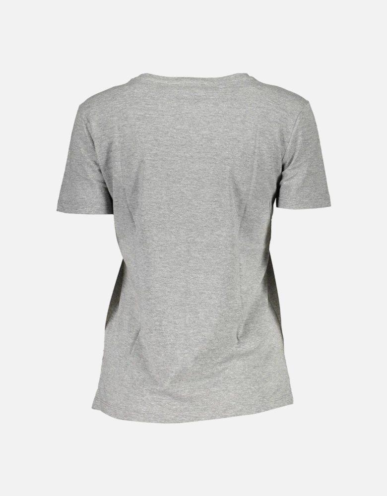 Wide Neck Printed Cotton T-Shirt Women - Brown