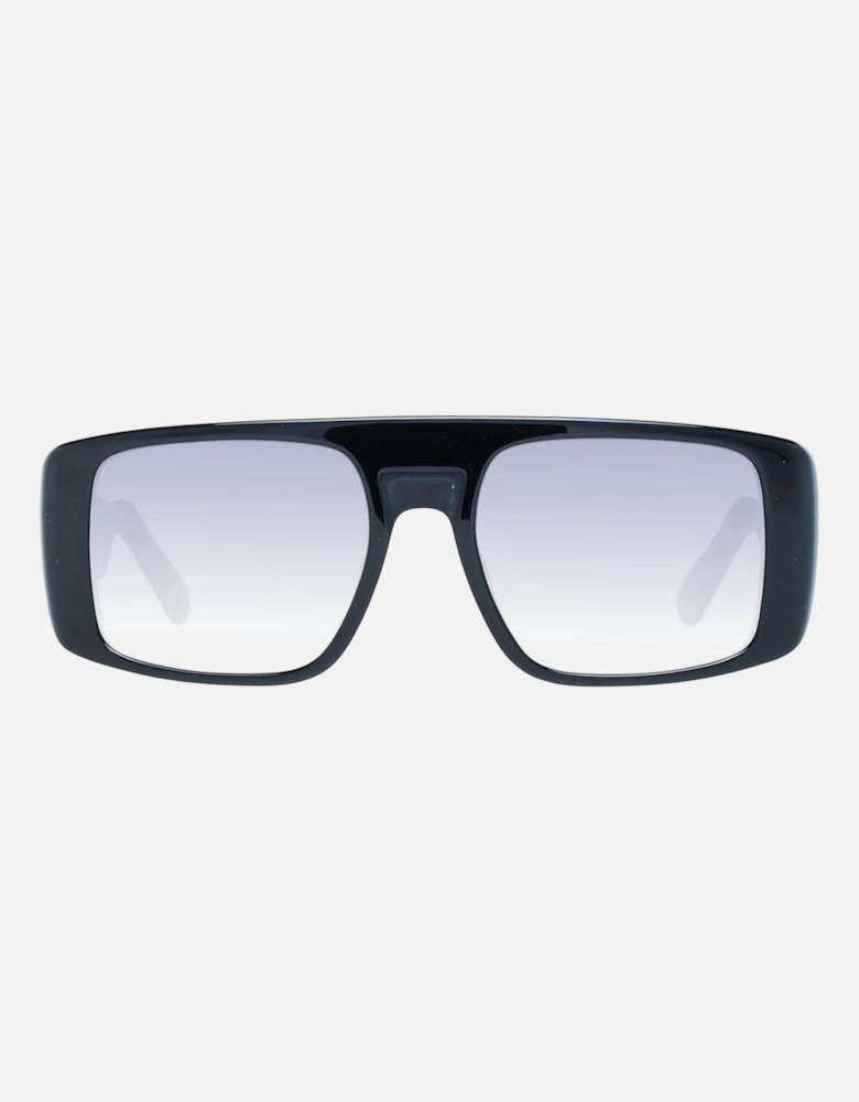 Black Rectangle Sunglasses with Grey Gradient & Mirrored Lenses