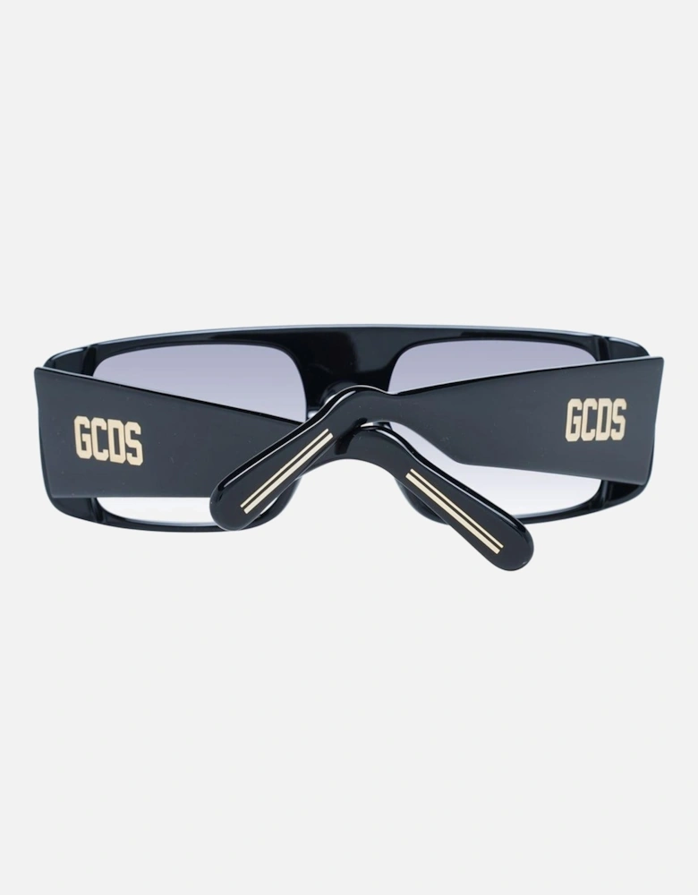 Black Rectangle Sunglasses with Grey Gradient & Mirrored Lenses