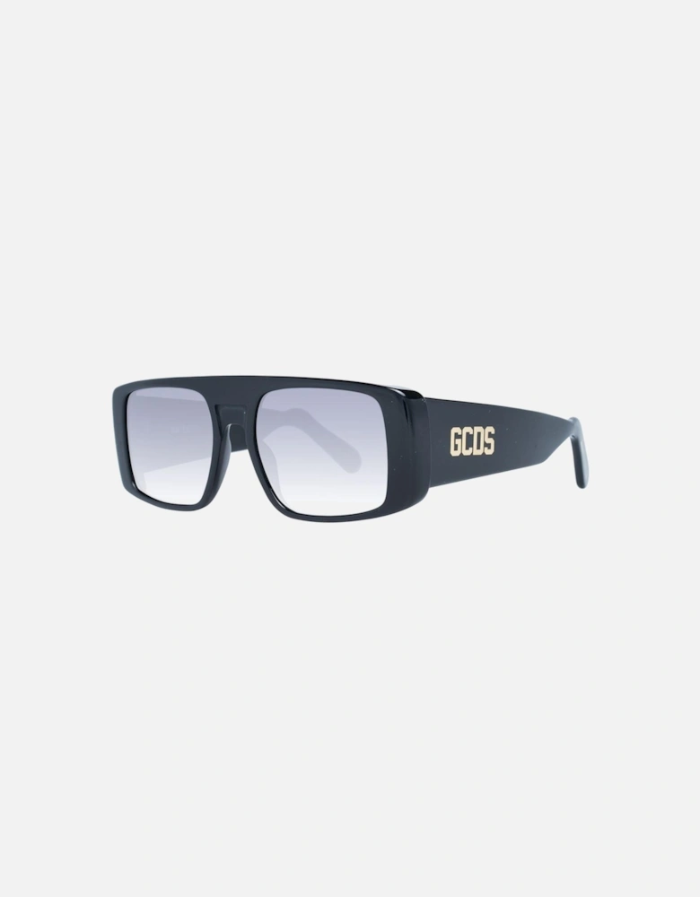 Black Rectangle Sunglasses with Grey Gradient & Mirrored Lenses