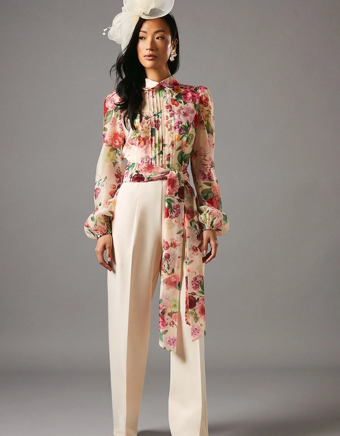 Blouson Sleeve Pintuck Detail Wide Leg Jumpsuit, 2 of 1